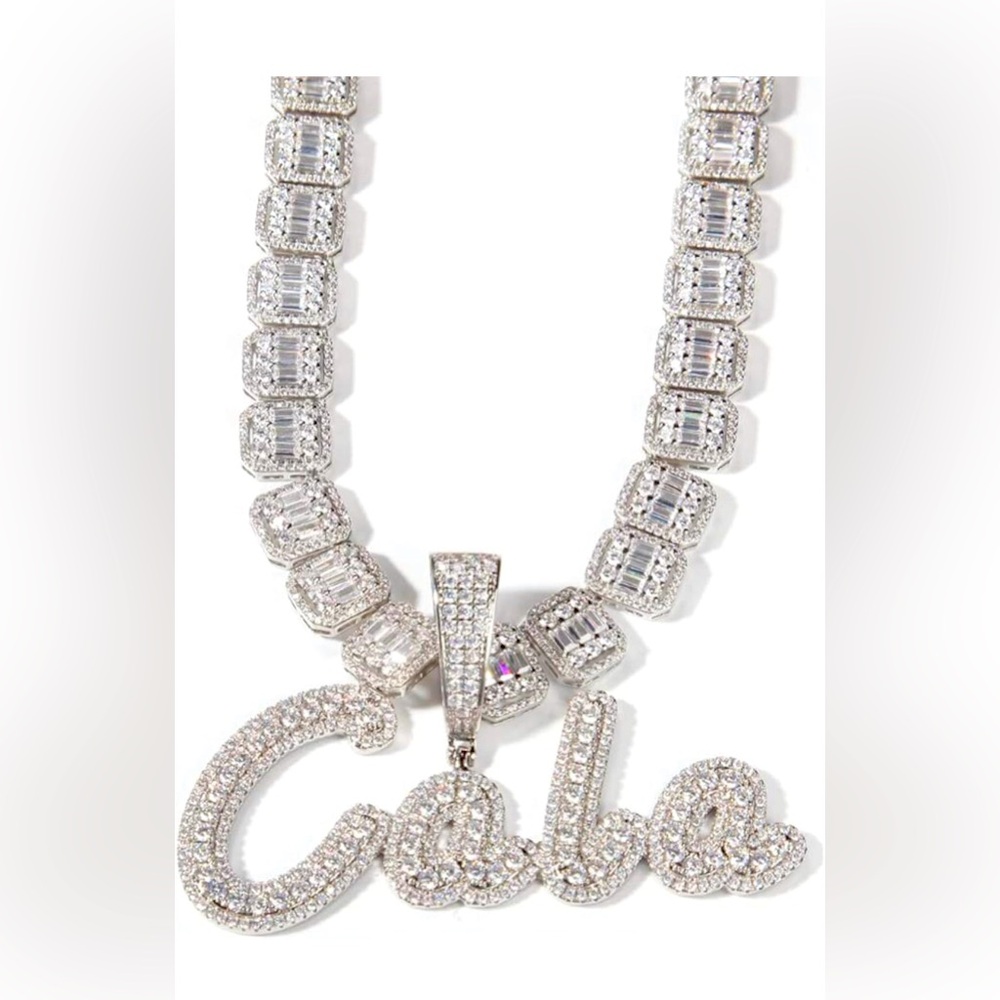 Iced Out Custom Name Necklace Personalized with Cuban Link Chain for men.